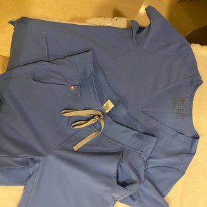 Figs Ceil Blue Jogger Scrub Pants and Scrub Tops